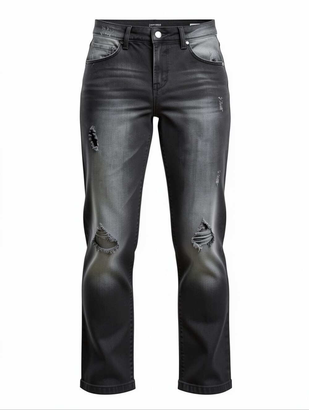 kensie Women's Straight Leg Distressed Black Gray Jeans